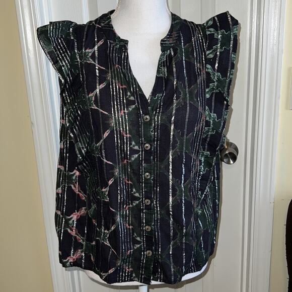 Anthropologie Pilcro and the Letterpress Ruffle Sleeveless Floral Top Size M - Picture 2 of 8